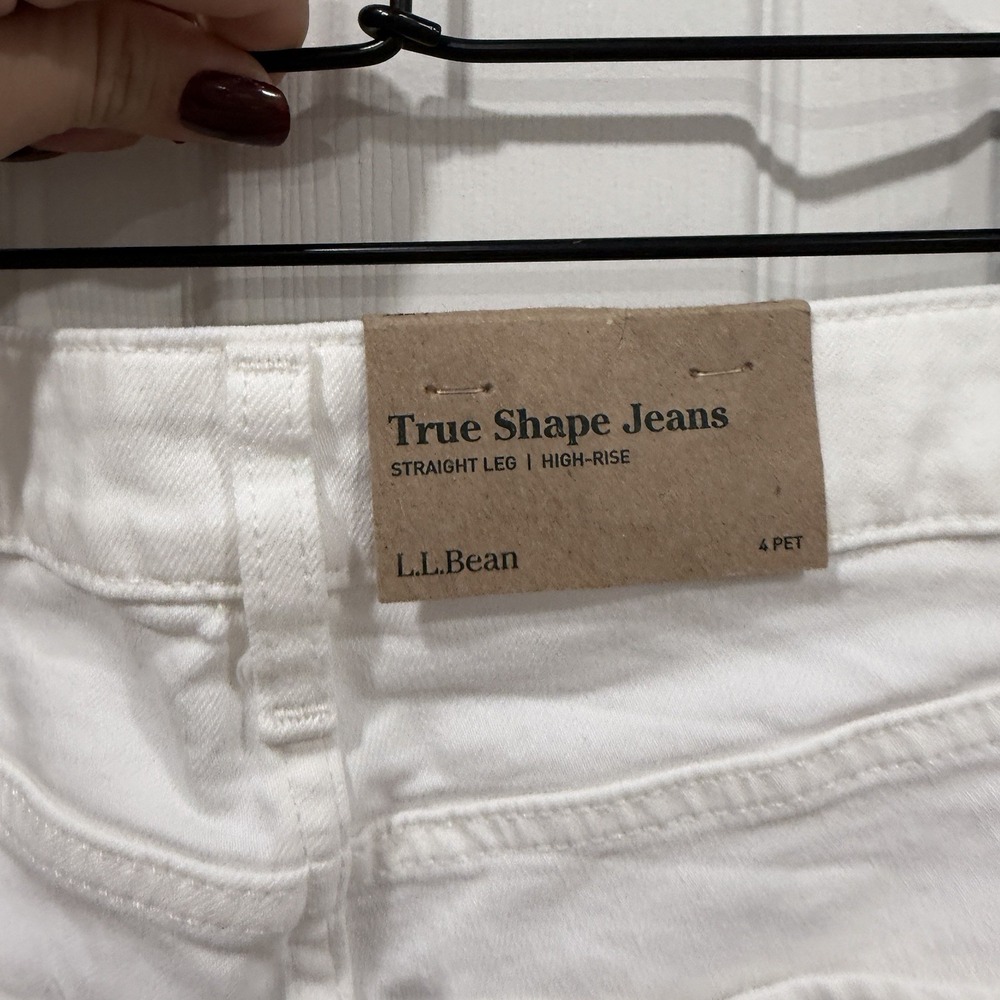 NWT L. L. Bean 4 Petite White Denim Pants Beach Cruise Classic Fit NWT Classy - Picture 5 of 8